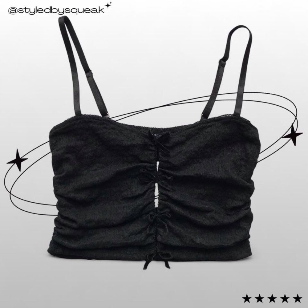 Forever 21 black cutout bow crop top Medium Whimsigoth Fairy NWT
